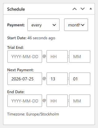 Schedule subscription renewal in WooCommerce