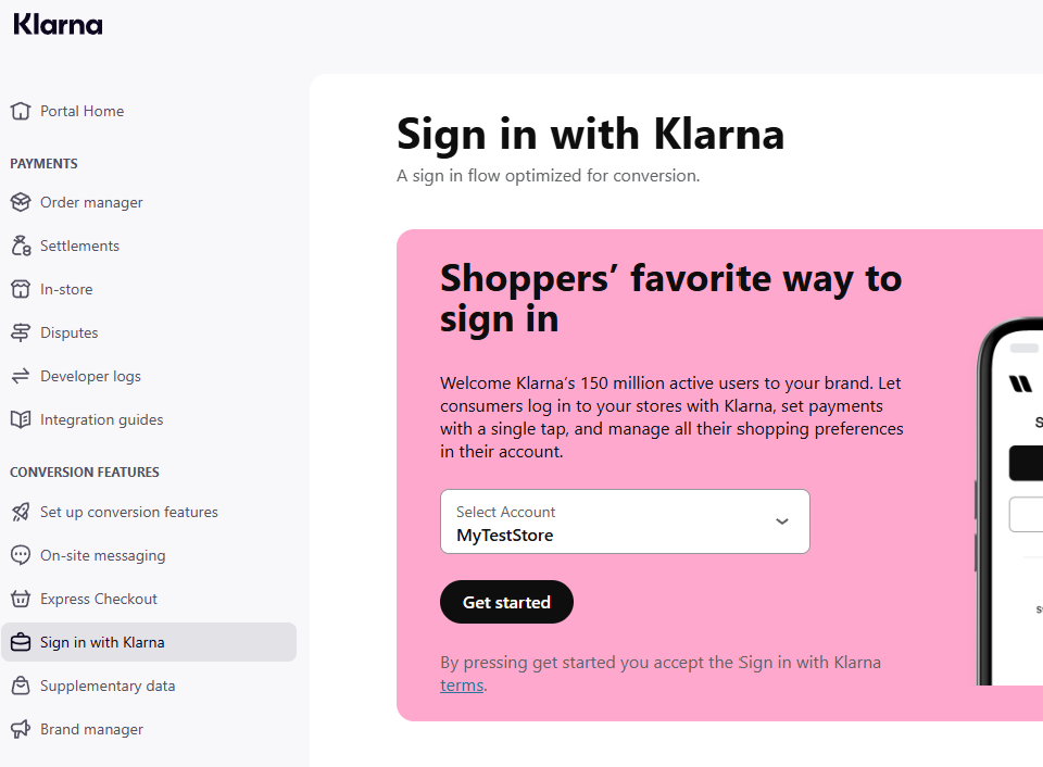 Klarna Merchant Portal - Sign in with Klarna