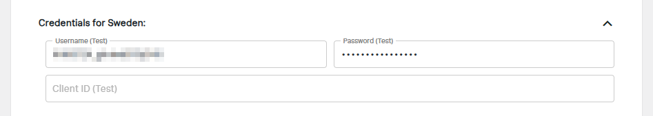 Enter the Username and Password for the country you wish to activate Klarna as payment method.