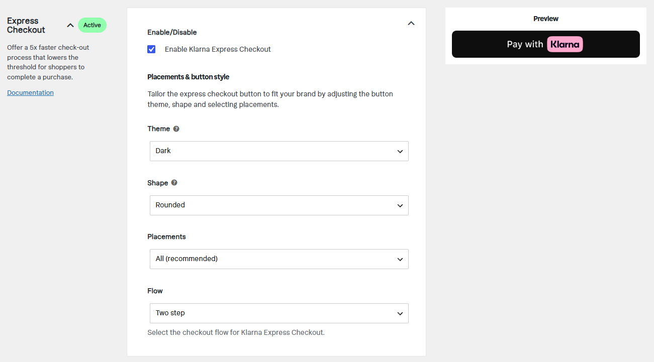 Enable and configure Klarna Express Checkout in WooCommerce